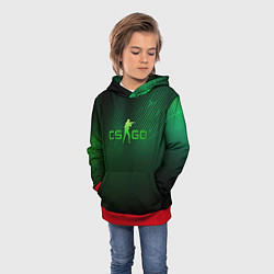 Толстовка-худи детская CSGO green logo, цвет: 3D-красный — фото 2