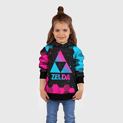 Толстовка-худи детская Zelda - neon gradient, цвет: 3D-черный — фото 2