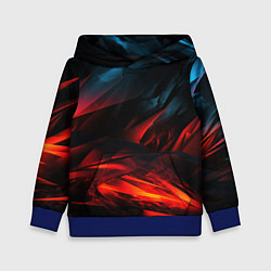 Толстовка-худи детская Red black abstract, цвет: 3D-синий