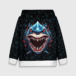 Толстовка-худи детская Evil shark, цвет: 3D-белый