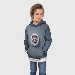 Толстовка-худи детская Мордочка маленького енота, цвет: 3D-белый — фото 2