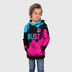 Толстовка-худи детская Rust - neon gradient: символ сверху, цвет: 3D-черный — фото 2