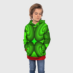 Толстовка-худи детская Зеленые овалы, цвет: 3D-красный — фото 2