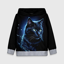 Детская толстовка Черный кот - брызги воды