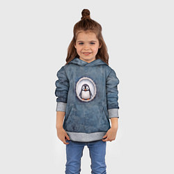 Толстовка-худи детская Маленький забавный пингвинчик, цвет: 3D-меланж — фото 2