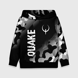 Толстовка-худи детская Quake glitch на темном фоне: надпись, символ, цвет: 3D-черный