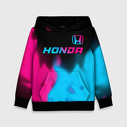 Толстовка-худи детская Honda - neon gradient: символ сверху, цвет: 3D-черный