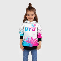 Толстовка-худи детская BYD neon gradient style: символ сверху, цвет: 3D-черный — фото 2