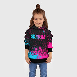 Толстовка-худи детская Skyrim - neon gradient: символ сверху, цвет: 3D-черный — фото 2