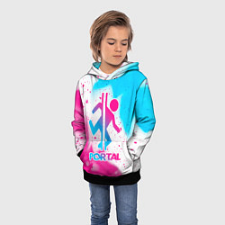 Толстовка-худи детская Portal neon gradient style, цвет: 3D-черный — фото 2