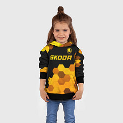 Толстовка-худи детская Skoda - gold gradient: символ сверху, цвет: 3D-черный — фото 2