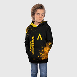 Толстовка-худи детская Apex Legends - gold gradient: надпись, символ, цвет: 3D-черный — фото 2