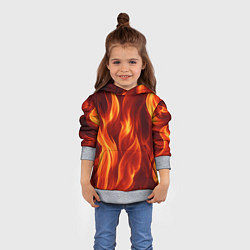 Толстовка-худи детская Пламя огня, цвет: 3D-меланж — фото 2
