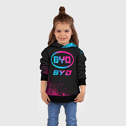 Толстовка-худи детская BYD - neon gradient, цвет: 3D-черный — фото 2