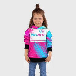 Толстовка-худи детская Infiniti neon gradient style: символ сверху, цвет: 3D-черный — фото 2