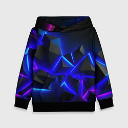 Толстовка-худи детская Разлом плит из неона, цвет: 3D-черный