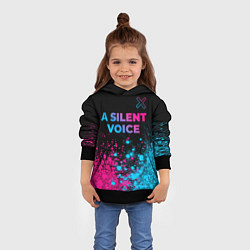 Толстовка-худи детская A Silent Voice - neon gradient: символ сверху, цвет: 3D-черный — фото 2
