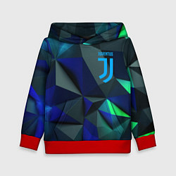 Толстовка-худи детская Juventus blue abstract logo, цвет: 3D-красный