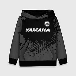 Толстовка-худи детская Yamaha speed на темном фоне со следами шин: символ, цвет: 3D-черный