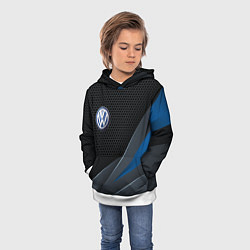 Толстовка-худи детская Фольцваген - синяя броня, цвет: 3D-белый — фото 2