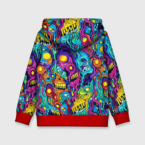 Детская толстовка Кислотные психоделические черепа / 3D-Красный – фото 2