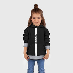 Толстовка-худи детская Трезвый на английском в черном и с вертикальной ли, цвет: 3D-меланж — фото 2