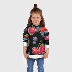 Толстовка-худи детская Плоды и ягоды, цвет: 3D-белый — фото 2