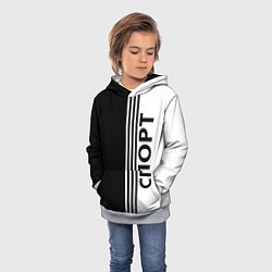 Толстовка-худи детская Спорт три полоски, цвет: 3D-меланж — фото 2