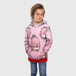 Толстовка-худи детская Chibi Yae Miko Genshin Impact, цвет: 3D-красный — фото 2