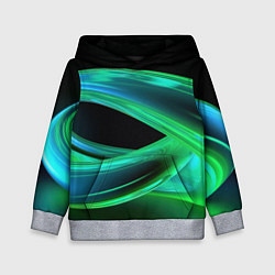 Толстовка-худи детская Green lines abstract, цвет: 3D-меланж