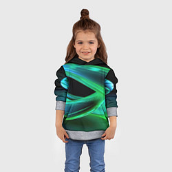 Толстовка-худи детская Green lines abstract, цвет: 3D-меланж — фото 2