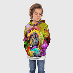 Толстовка-худи детская Funny lion cub - pop art, цвет: 3D-белый — фото 2