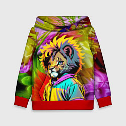 Толстовка-худи детская Funny lion cub - pop art, цвет: 3D-красный
