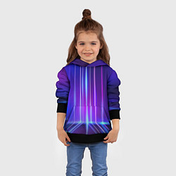 Толстовка-худи детская Neon glow - vaporwave - strips, цвет: 3D-черный — фото 2