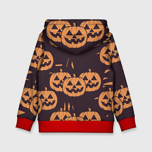Детская толстовка Фонарь джек в грандж стиле halloween тыква cartoon / 3D-Красный – фото 2
