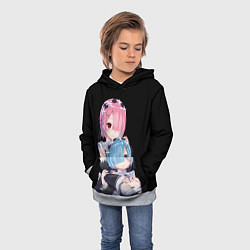 Толстовка-худи детская Re: zero - близняшки горничные, цвет: 3D-меланж — фото 2