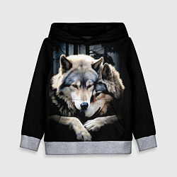 Детская толстовка Волки - молодая семья