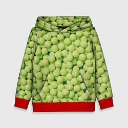 Толстовка-худи детская Узор из теннисных мячей, цвет: 3D-красный