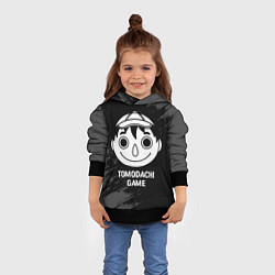 Толстовка-худи детская Tomodachi Game glitch на темном фоне, цвет: 3D-черный — фото 2