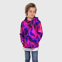 Толстовка-худи детская Pink blue abstract, цвет: 3D-белый — фото 2
