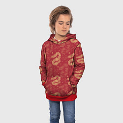 Толстовка-худи детская The chinese dragon pattern, цвет: 3D-красный — фото 2