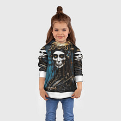 Толстовка-худи детская Девушка киборг в стиле стимпанк и киберпанк, цвет: 3D-белый — фото 2