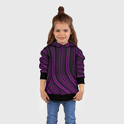 Толстовка-худи детская Абстракция фиолетовые линии, цвет: 3D-черный — фото 2