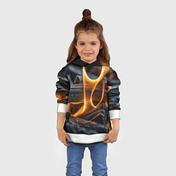 Толстовка-худи детская Дрова в костре - нейросеть, цвет: 3D-белый — фото 2
