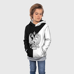 Толстовка-худи детская Спортивная геометрия герб россии, цвет: 3D-меланж — фото 2