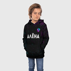 Толстовка-худи детская Алёна и неоновый герб России: символ сверху, цвет: 3D-черный — фото 2