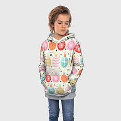 Толстовка-худи детская Разноцветные новогодние шары, цвет: 3D-меланж — фото 2
