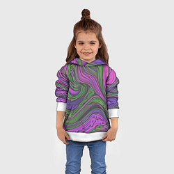 Толстовка-худи детская Волнистый узор фиолетовый и зелёный, цвет: 3D-белый — фото 2