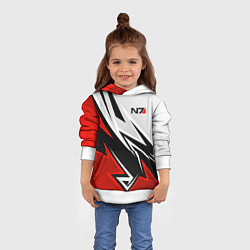 Толстовка-худи детская N7 mass effect - white and red, цвет: 3D-белый — фото 2