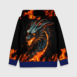 Толстовка-худи детская Свирепый огненный дракон 2024, цвет: 3D-синий